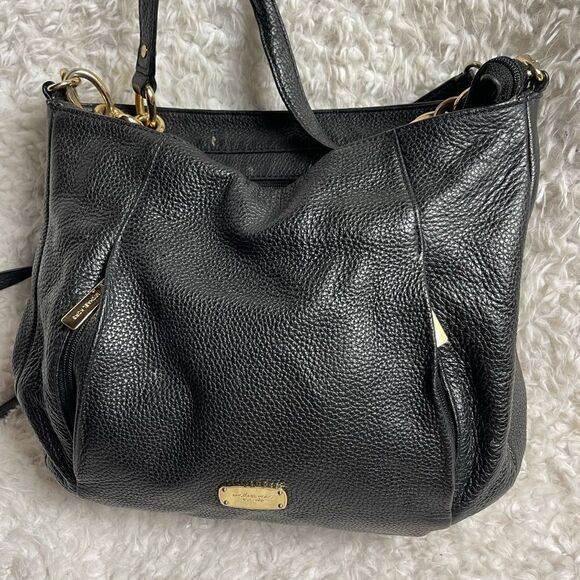 Michael Kors Black Pebbled Leather Zipper Pockets Chain Strap Hobo Shoulder Bag - Picture 5 of 14
